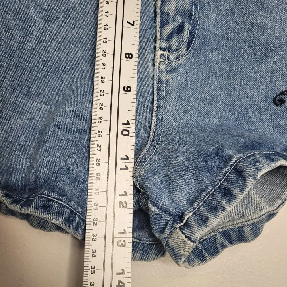 Vintage y2k 90s butterfly denim high rise shorts size 13/14 - Picture 6 of 8